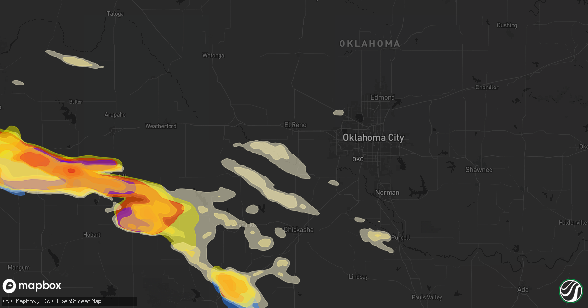 Hail map in Union City, OK on May 9, 2026
