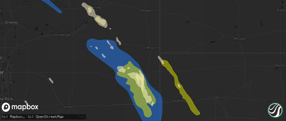 Hail map in Vernon, CO on May 9, 2026