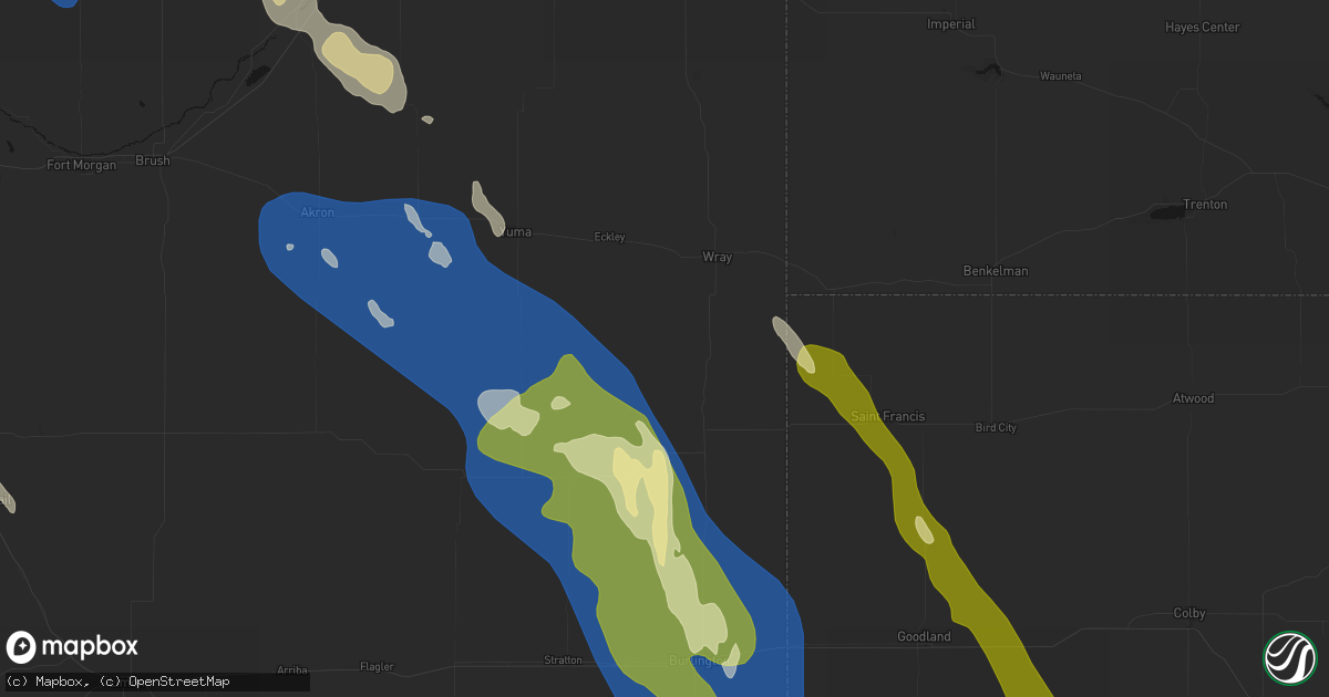 Hail map in Vernon, CO on May 9, 2026