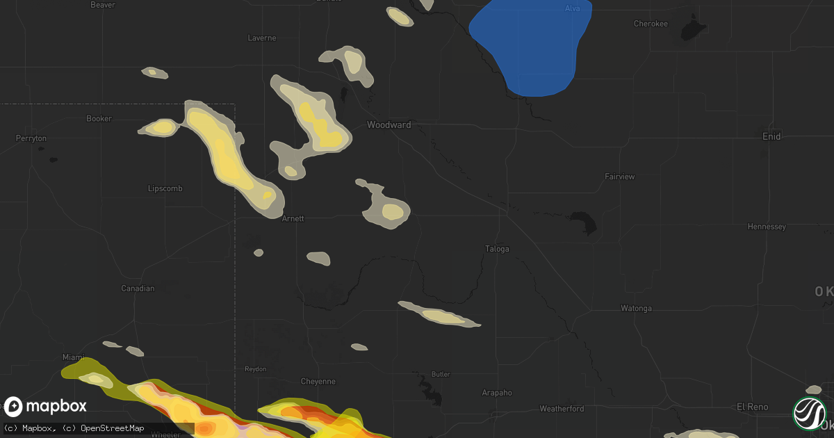 Hail map in Vici, OK on May 9, 2026