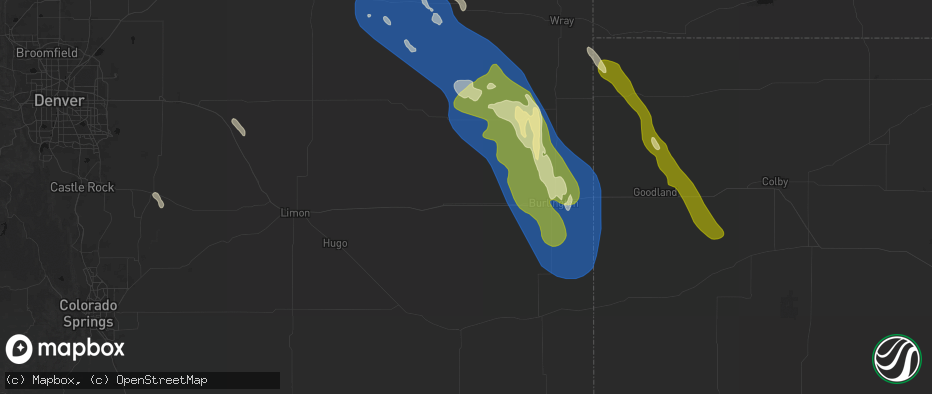 Hail map in Vona, CO on May 9, 2026