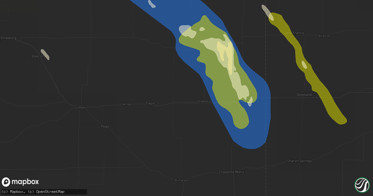 Hail map in Vona, CO on May 9, 2026