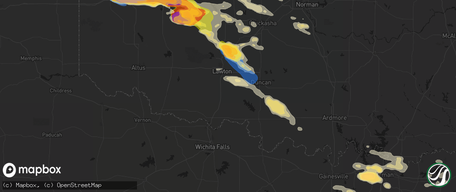 Hail map in Walters, OK on May 9, 2026