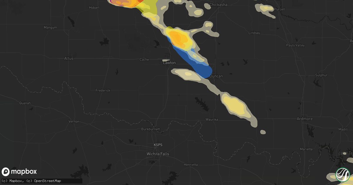 Hail map in Walters, OK on May 9, 2026