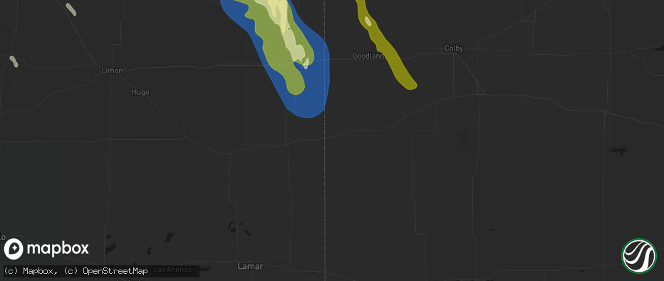 Hail map in Weskan, KS on May 9, 2026