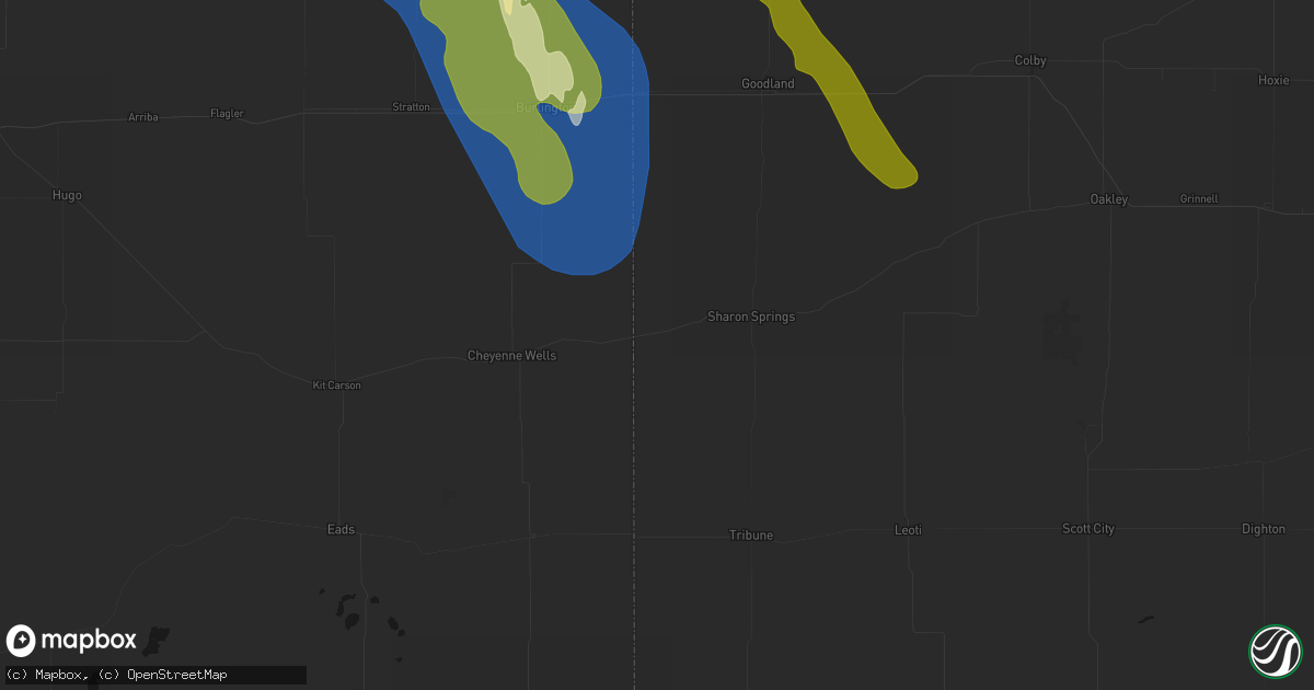 Hail map in Weskan, KS on May 9, 2026