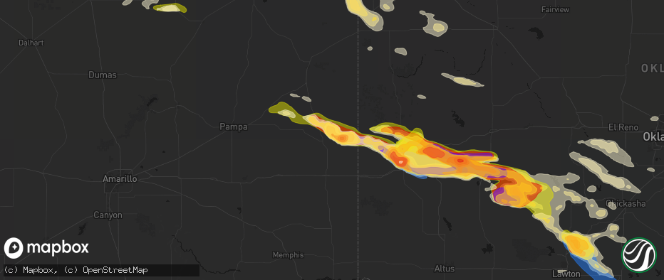 Hail map in Wheeler, TX on May 9, 2026
