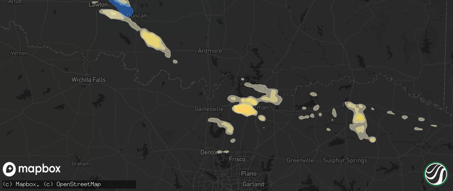 Hail map in Whitesboro, TX on May 9, 2026
