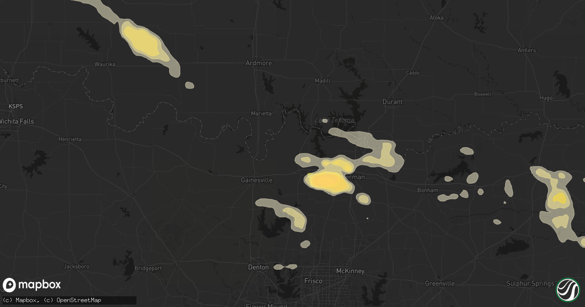 Hail map in Whitesboro, TX on May 9, 2026