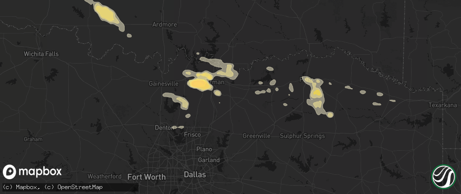 Hail map in Whitewright, TX on May 9, 2026
