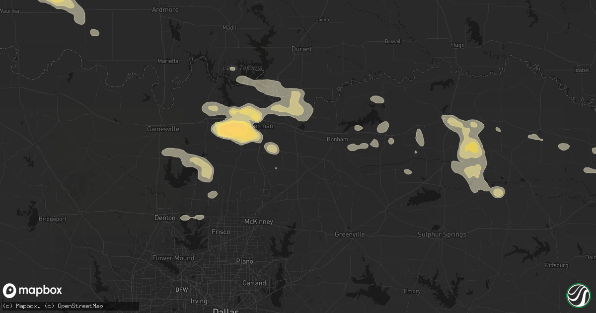 Hail map in Whitewright, TX on May 9, 2026