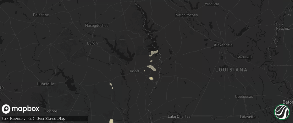 Hail map in Wiergate, TX on May 9, 2026