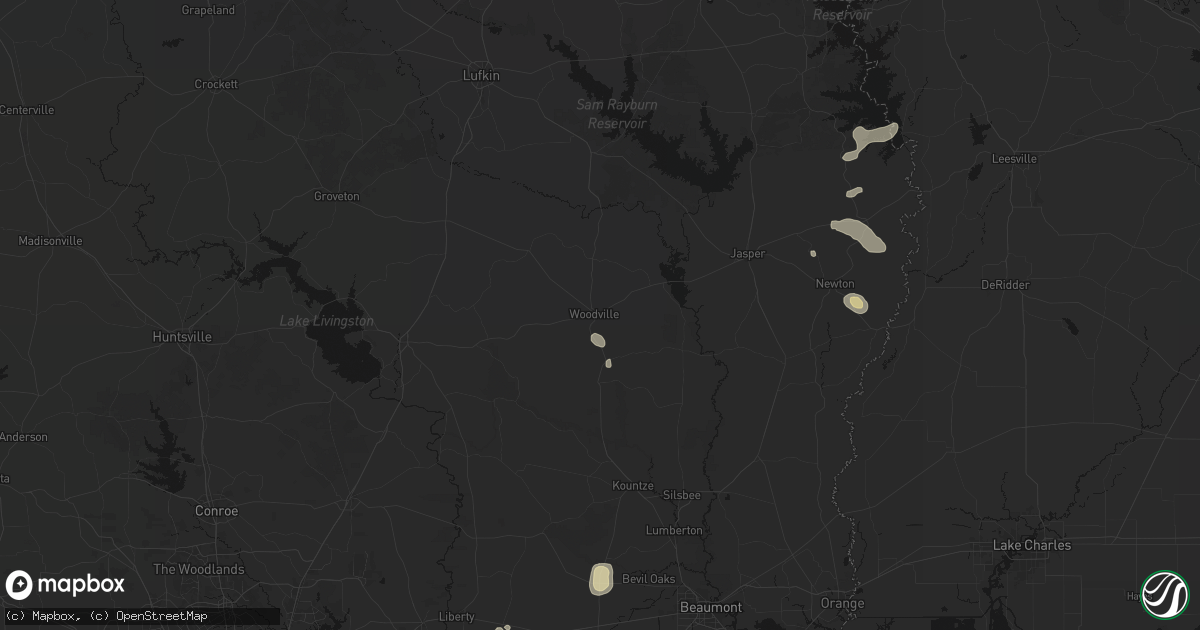 Hail map in Woodville, TX on May 9, 2026