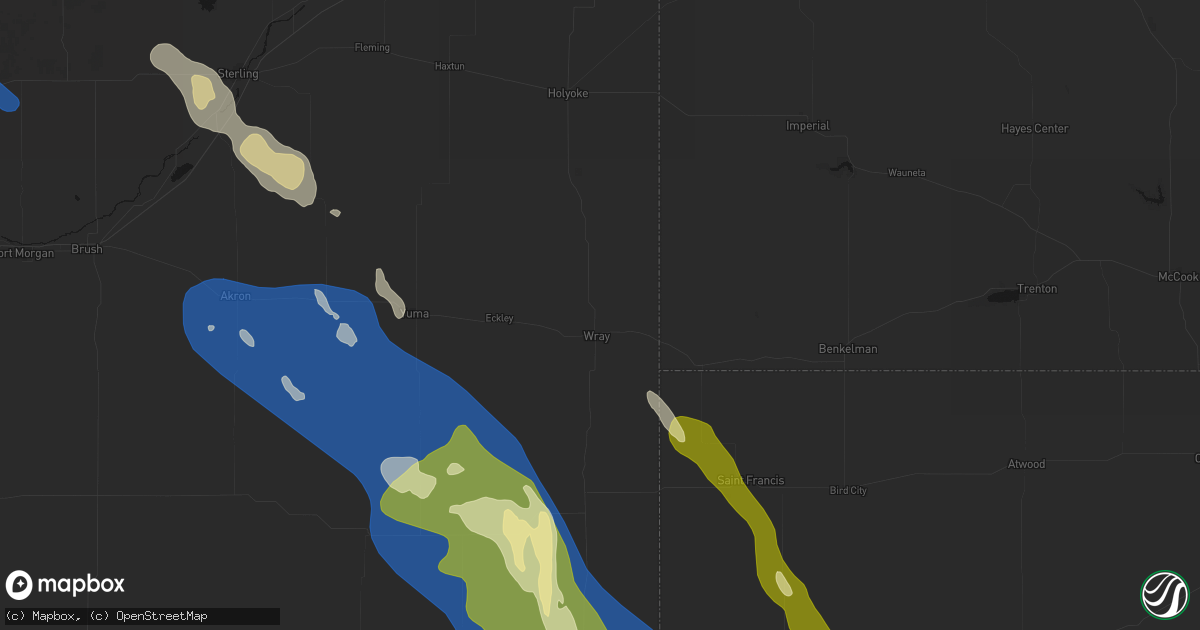 Hail map in Wray, CO on May 9, 2026