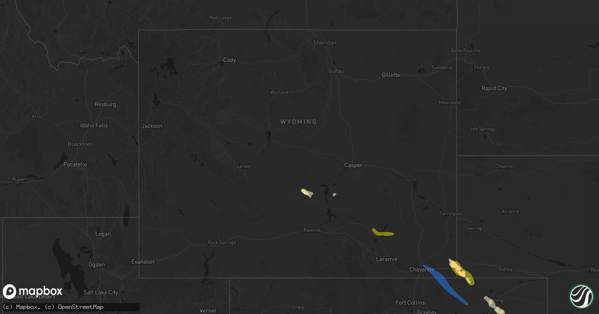 Hail map in Wyoming on May 9, 2026