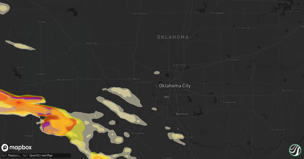 Hail map in Yukon, OK on May 9, 2026