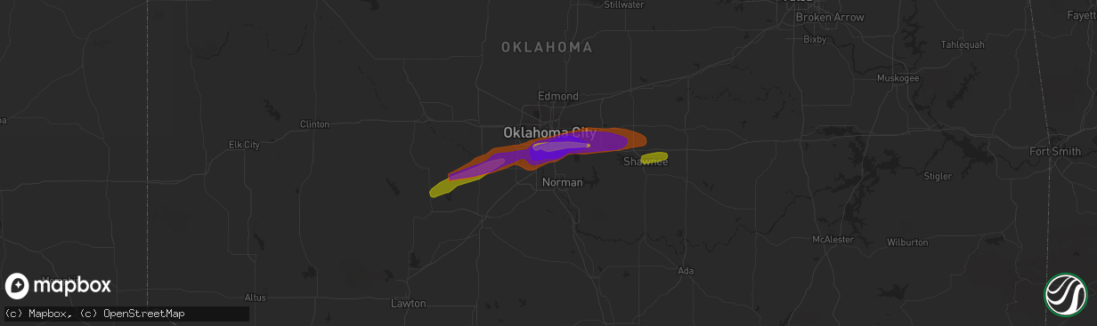 Hail map in Choctaw, OK on May 10, 2010
