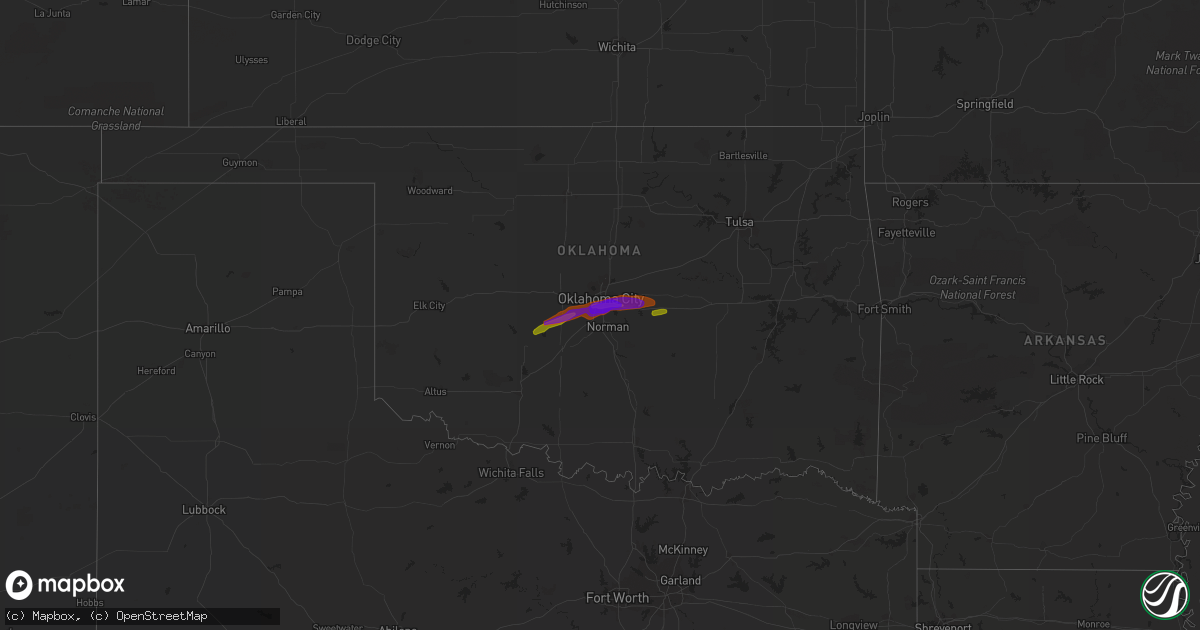 Hail map on May 10, 2010