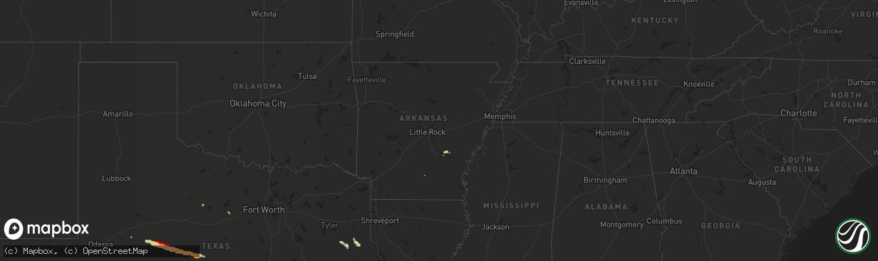 Hail map in Arkansas on May 10, 2013