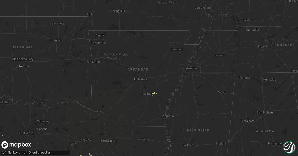 Hail map in Arkansas on May 10, 2013
