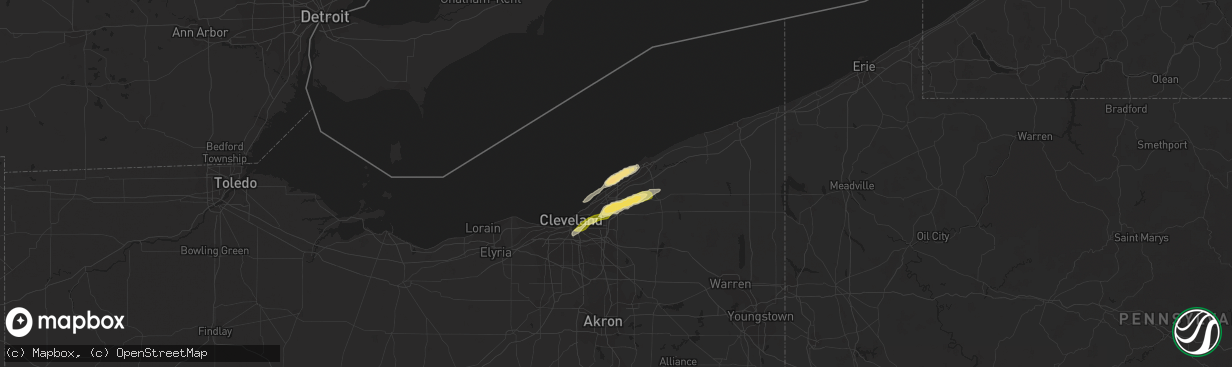 Hail map in Eastlake, OH on May 10, 2013