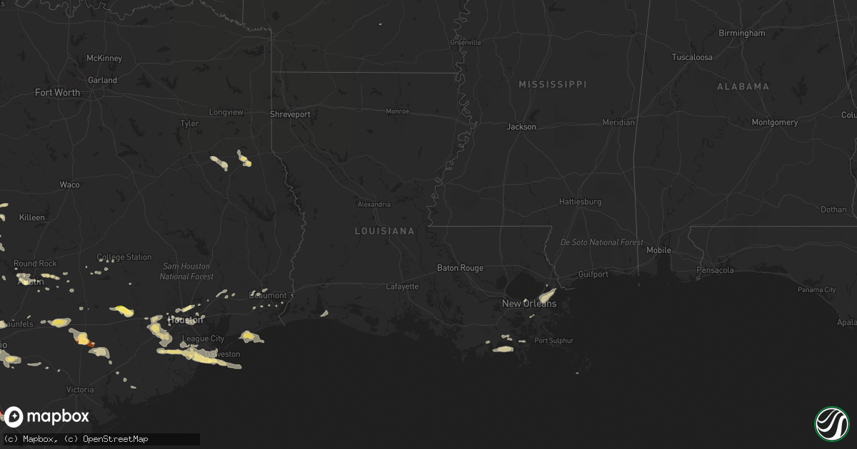 Hail map in Louisiana on May 10, 2013