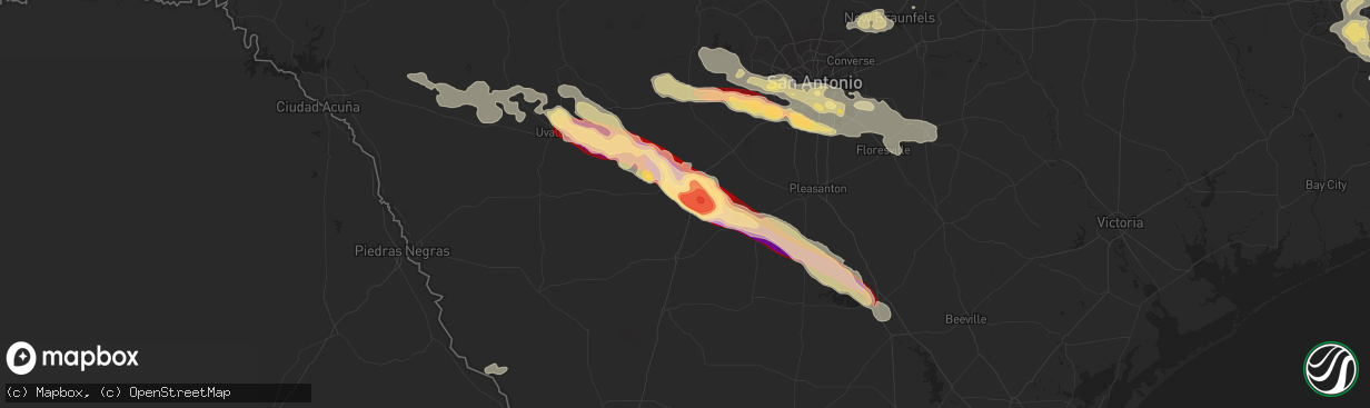 Hail map in Pearsall, TX on May 10, 2013