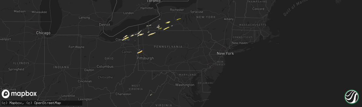 Hail map in Pennsylvania on May 10, 2013