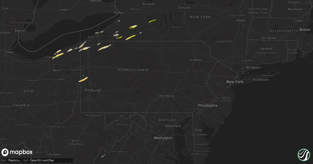 Hail map in Pennsylvania on May 10, 2013