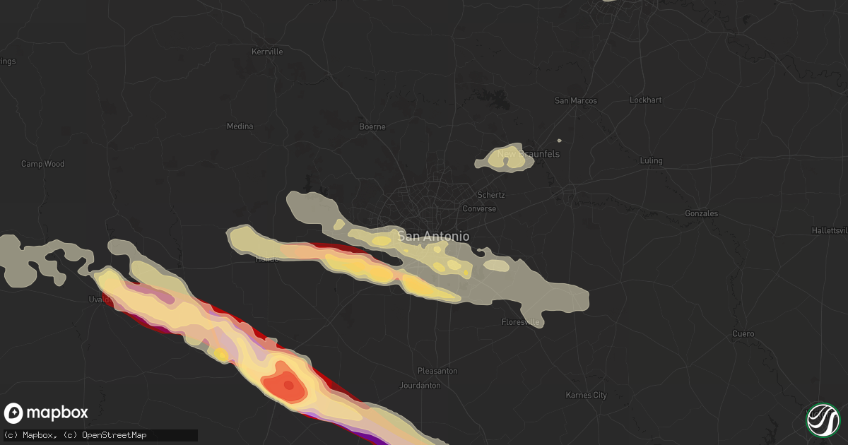 Hail map in San Antonio, TX on May 10, 2013