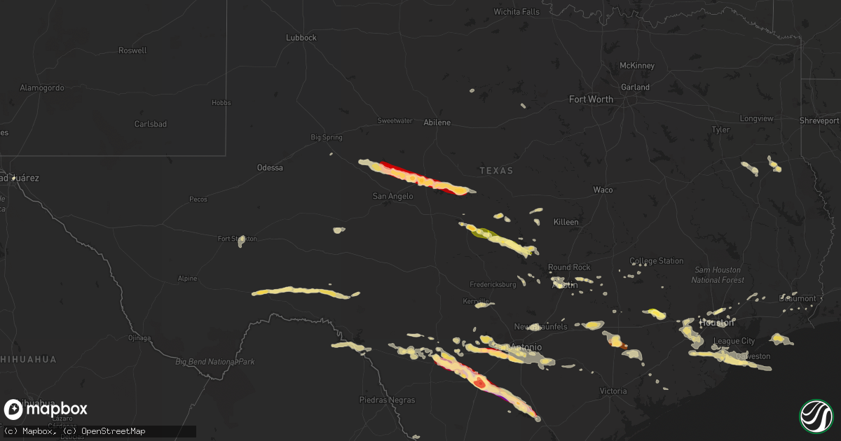 Hail map in Texas on May 10, 2013