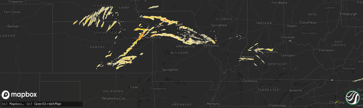 Hail map in Missouri on May 10, 2014