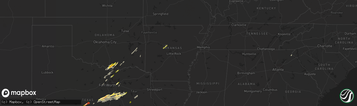 Hail map in Arkansas on May 10, 2015