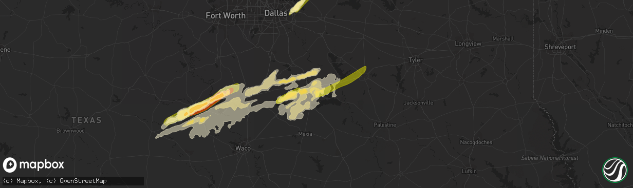 Hail map in Corsicana, TX on May 10, 2015