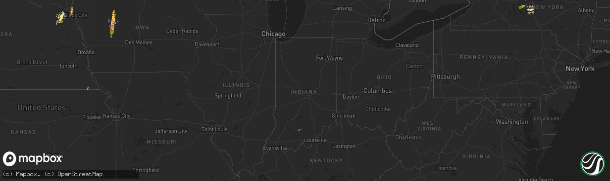 Hail map in Indiana on May 10, 2015