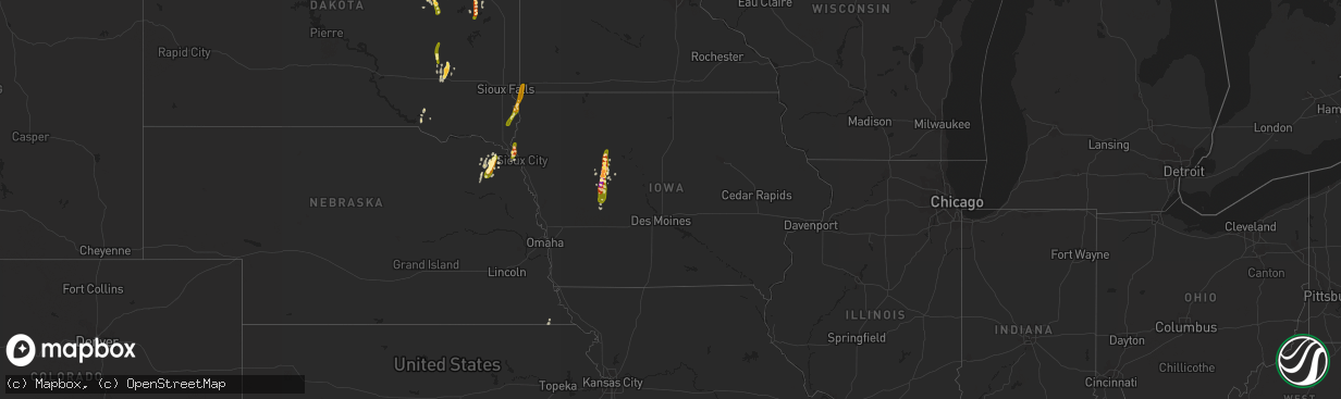 Hail map in Iowa on May 10, 2015