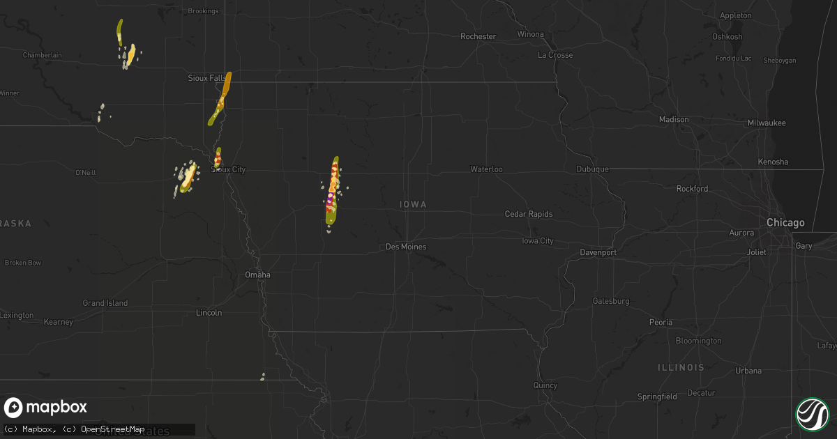 Hail map in Iowa on May 10, 2015