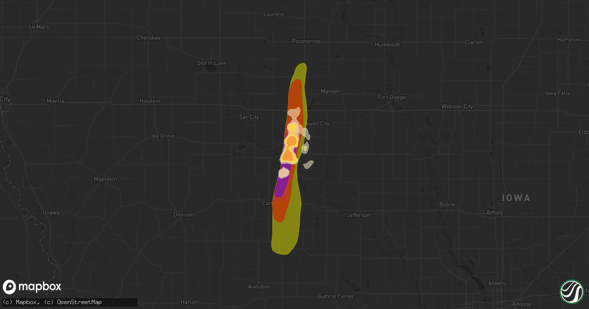 Hail map in Lake City, IA on May 10, 2015