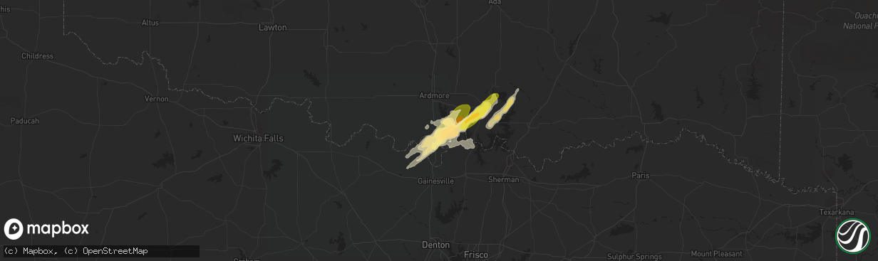 Hail map in Marietta, OK on May 10, 2015