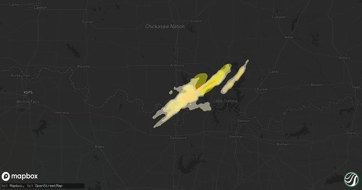 Hail map in Marietta, OK on May 10, 2015