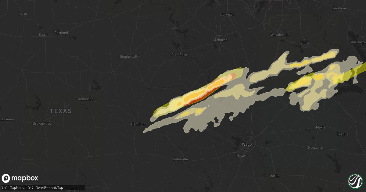 Hail map in Meridian, TX on May 10, 2015