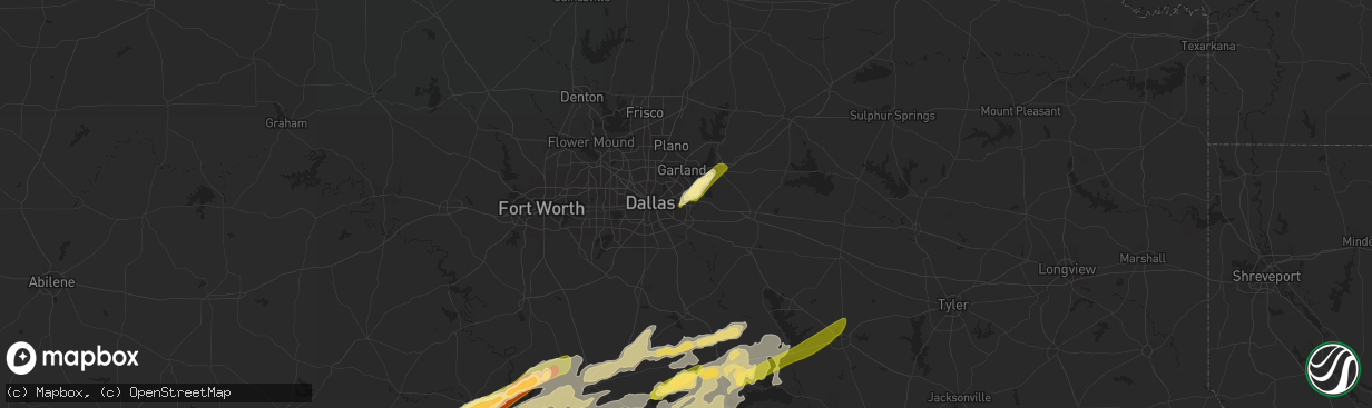 Hail map in Mesquite, TX on May 10, 2015