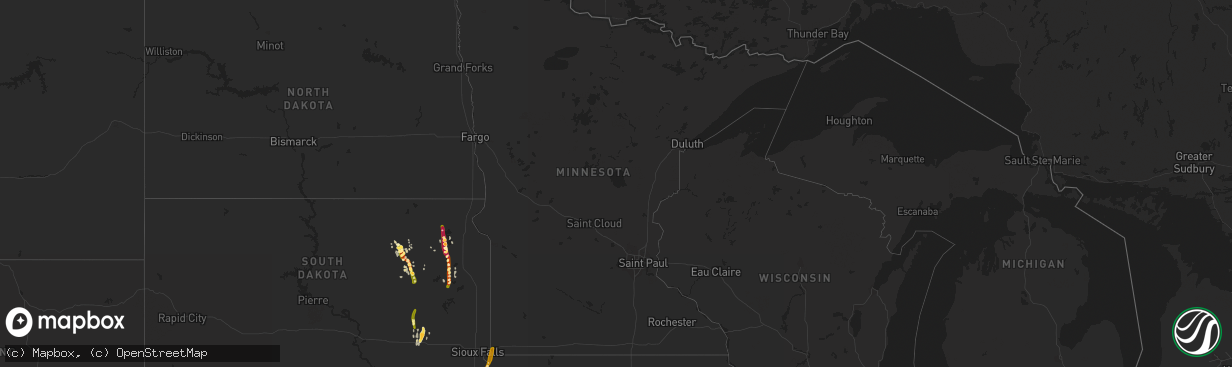 Hail map in Minnesota on May 10, 2015