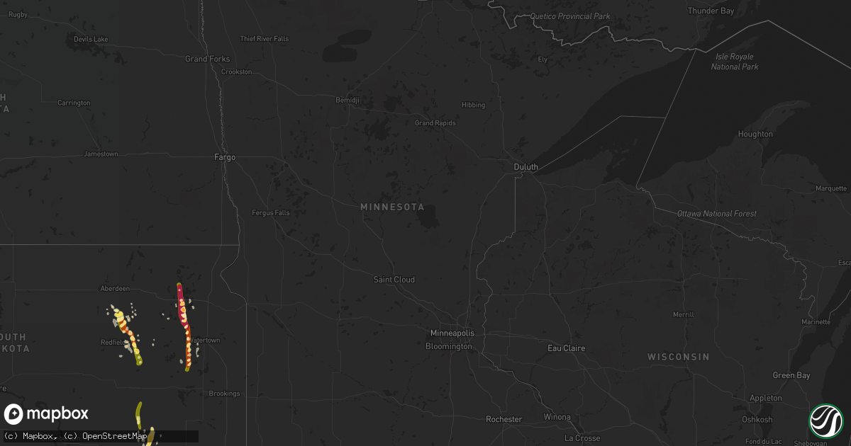 Hail map in Minnesota on May 10, 2015