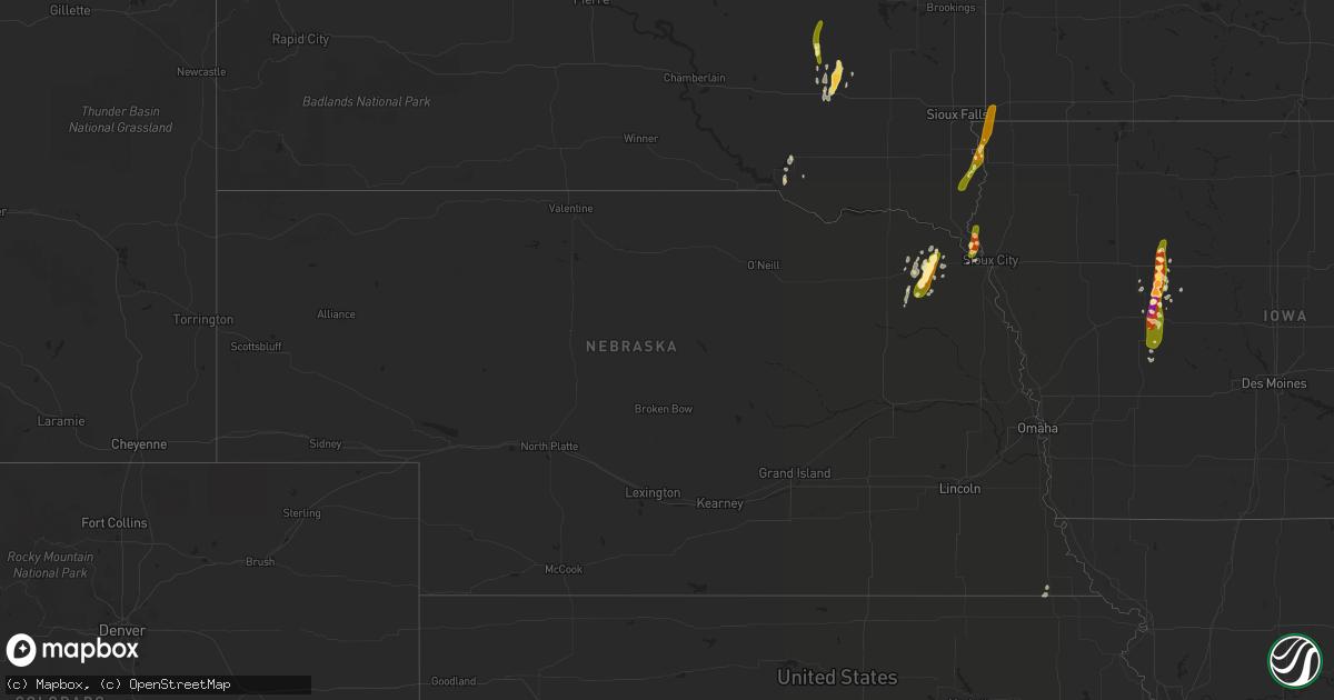 Hail map in Nebraska on May 10, 2015