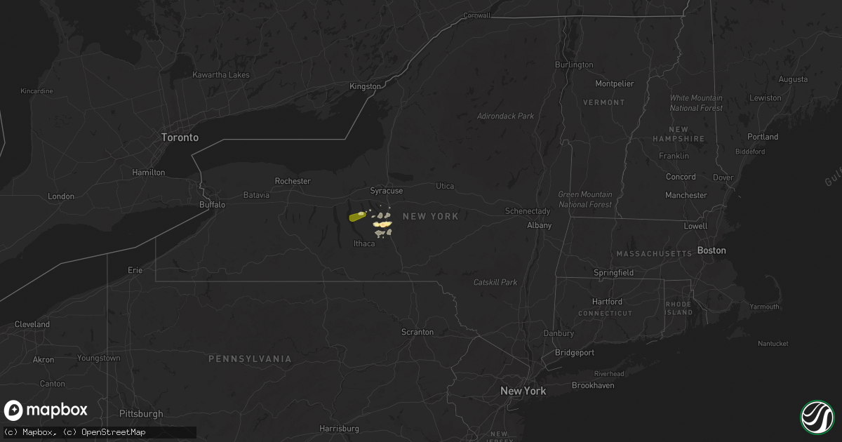 Hail map in New York on May 10, 2015
