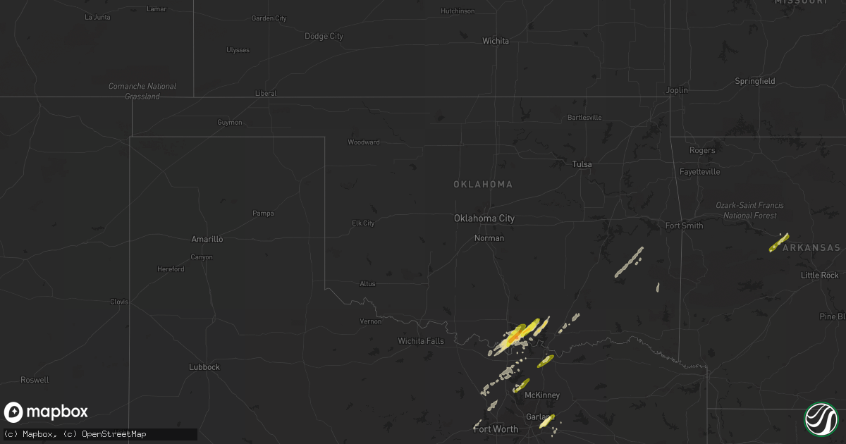 Hail map in Oklahoma on May 10, 2015