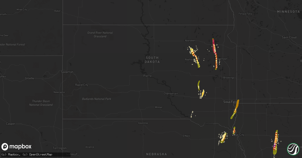 Hail map in South Dakota on May 10, 2015