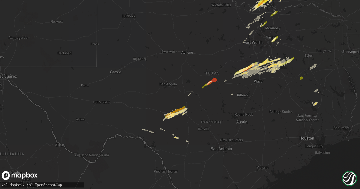 Hail map in Texas on May 10, 2015