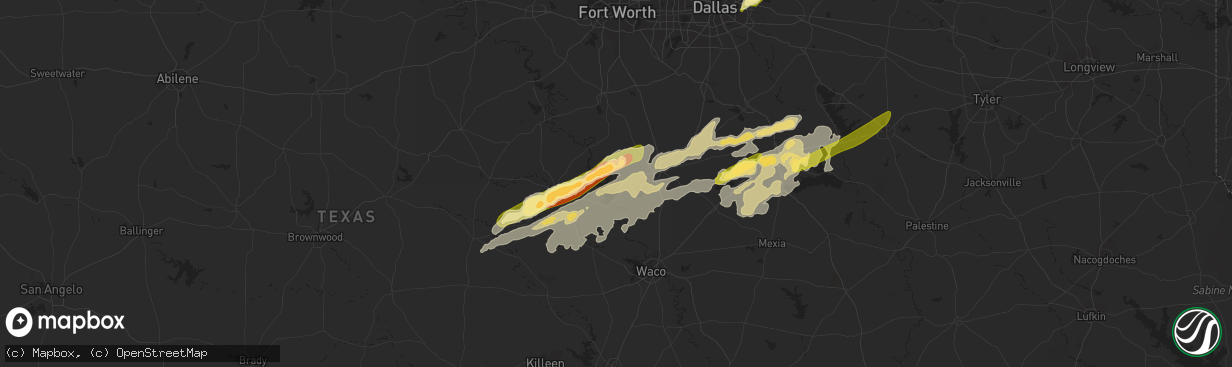 Hail map in Whitney, TX on May 10, 2015